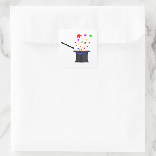 Zauberhut und Wand Quadratischer Aufkleber (Tasche)
