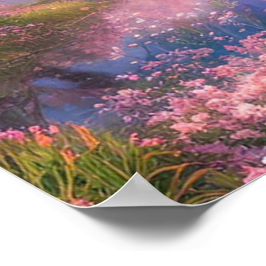 Zauberhütte inmitten von Sakura Bäumen Poster (Ecke)