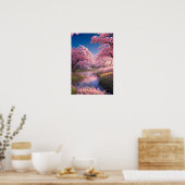 Zauberhütte inmitten von Sakura Bäumen Poster (Küche)