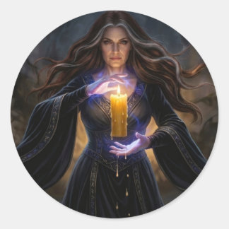 Zauberin der arkane Kerze Runder Aufkleber