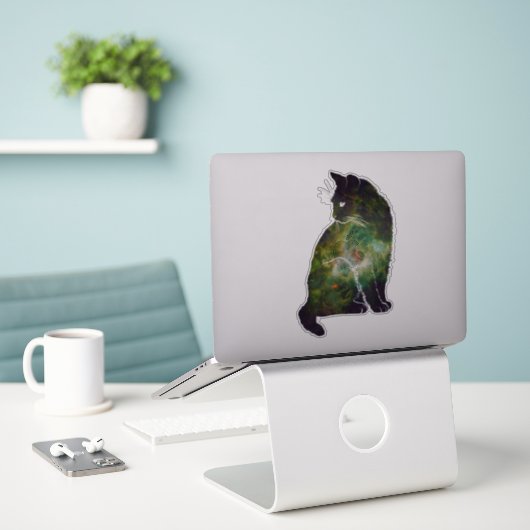 Zauberkatze Aufkleber (Laptop auf Schreibtisch)