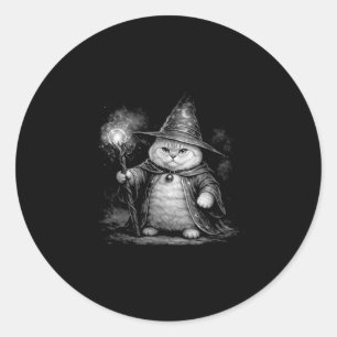 Zauberkatze Magie Fantasy lustig vintage Tabby Mem Runder Aufkleber