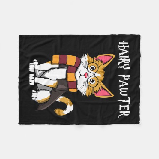 Zauberkatze mit Gläsern, die katzenreich sind Fleecedecke (Vorderseite (Horizontal))