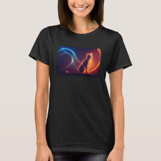 Zauberkatze mit Spellbook-Cosmic-Background Lig T-Shirt