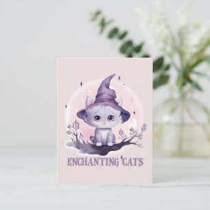 Zauberkatze - Niedliche Pastel Lila Hexenkatze Postkarte