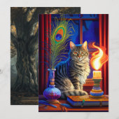 Zauberkatze und Swing Ghost Halloween Einladung (Vorne/Hinten)