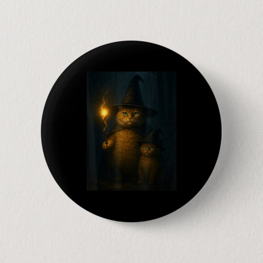Zauberkatze Weird Funny Halloween-Katze Meme  Button (Vorderseite)