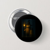 Zauberkatze Weird Funny Halloween-Katze Meme  Button (Vorne & Hinten)
