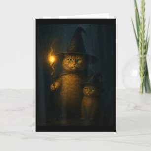 Zauberkatze Weird Funny Halloween-Katzen-Meme  Karte