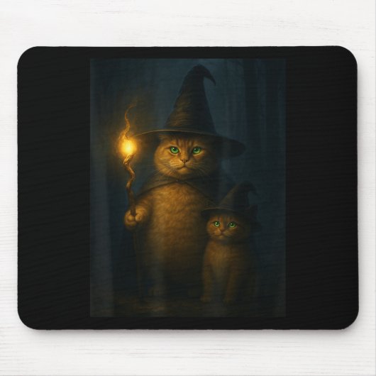 Zauberkatze Weird Funny Halloween-Katzen-Meme Mousepad (Vorne)