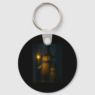 Zauberkatze Weird Funny Halloween-Katzen-Meme Schlüsselanhänger