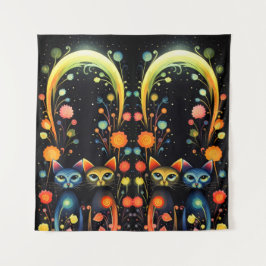 Zauberkatzen Wandteppich