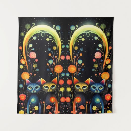 Zauberkatzen Wandteppich (Vorderseite)