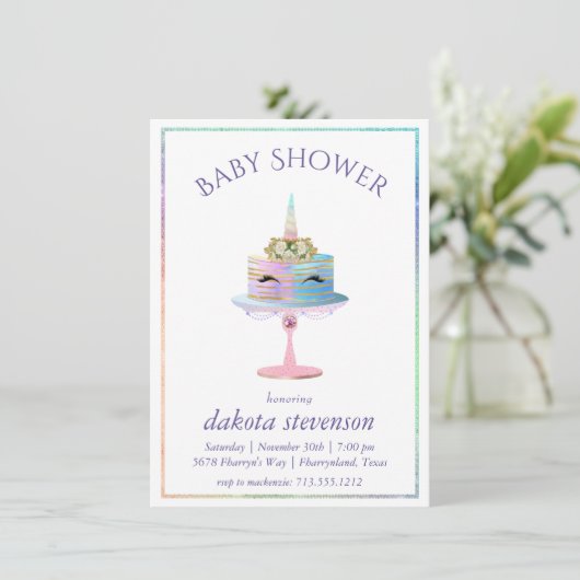 Zauberkuchen | Fantasy Watercolor Dusche Einladung (Stehend Vorderseite)