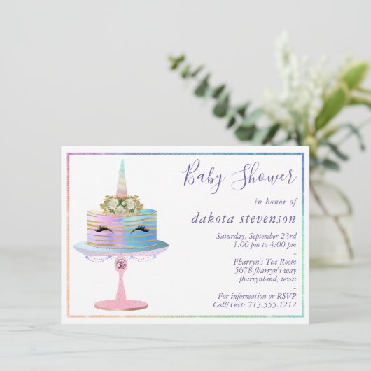 Zauberkuchen | Fantasy Watercolor Dusche Einladung (Stehend Vorderseite)