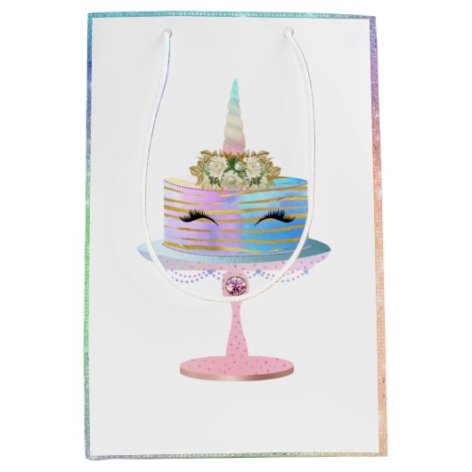 Zauberkuchen | Fantasy Watercolor Party Mittlere Geschenktüte (Vorderseite)