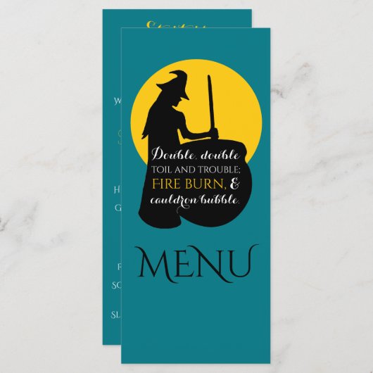 Zaubermenü Hexe und Mond Menükarte (Vorne/Hinten)