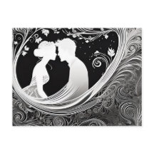 Zaubermoment Weiße und schwarze Silhouette Kuss