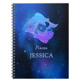 Zaubername mit Zodiac-Schild Pisces-Notebook Notizblock (Vorderseite)