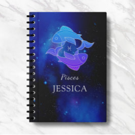 Zaubername mit Zodiac-Schild Pisces-Notebook Notizblock