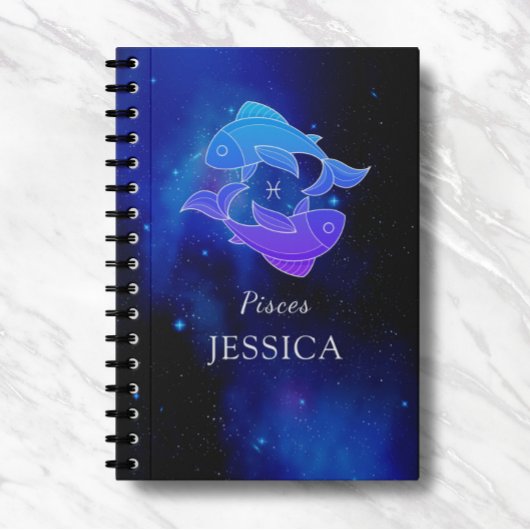 Zaubername mit Zodiac-Schild Pisces-Notebook Notizblock
