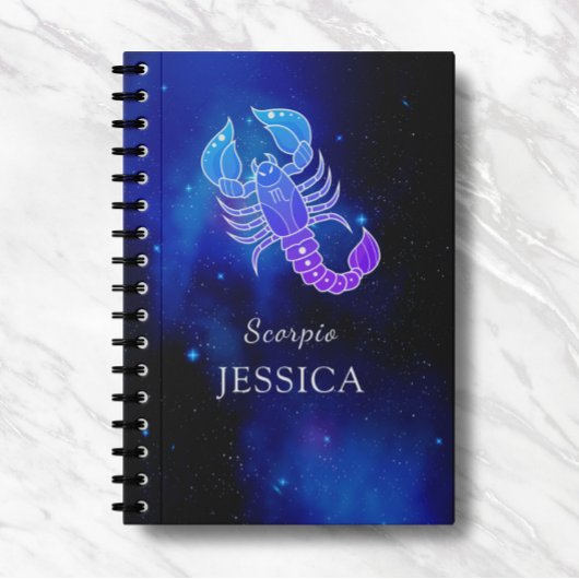 Zaubername mit Zodiac-Schild Scorpio-Notebook Notizblock