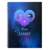 Zaubername mit Zodiac signiert Aries Notebook Notizblock (Vorderseite)