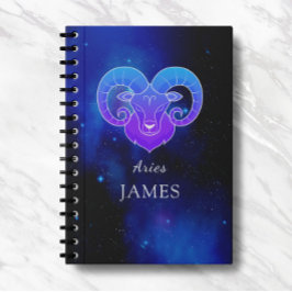 Zaubername mit Zodiac signiert Aries Notebook Notizblock