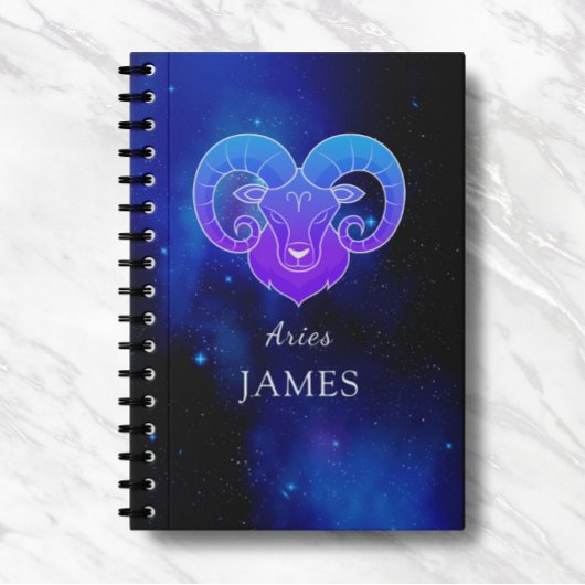 Zaubername mit Zodiac signiert Aries Notebook Notizblock