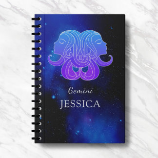 Zaubername mit Zodiac-Zeichen Gemini-Notebook Notizblock