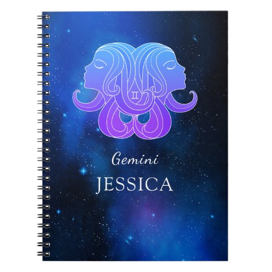 Zaubername mit Zodiac-Zeichen Gemini-Notebook Notizblock (Vorderseite)