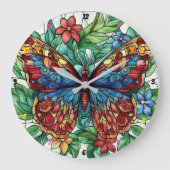 Zaubernde Blüte" - Blumenschmetterling Große Wanduhr (Vorderseite)