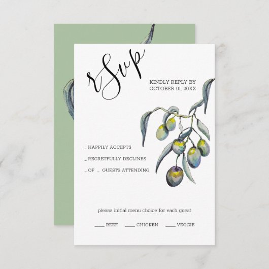 Zauberöle Wasserfarbe Handgemalt RSVP Karte (Vorne/Hinten)