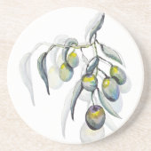 Zauberolive Branch Watercolor Handgemalt Getränkeuntersetzer (Vorne)