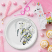 Zauberolive Branch Watercolor Handgemalt Pappteller (Party)