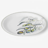 Zauberolive Branch Watercolor Handgemalt Pappteller (Schrägansicht)