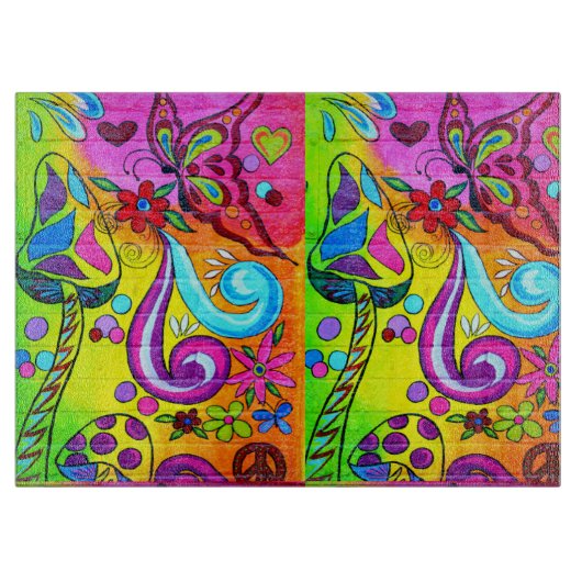 Zauberpilz und Schmetterlinge Schneidebrett (Vorderseite)