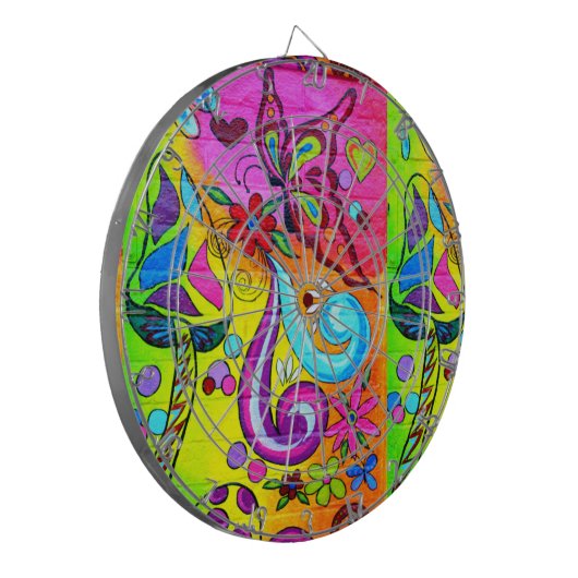 Zauberpilz und Schmetterlingsdartboard Dartscheibe (Vorderseite Links)