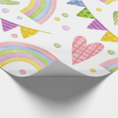 Zauberrosa Einhorn Regenbogen Geschenkpapier (Ecke)