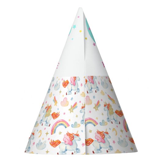 Zauberrosa Einhorn Regenbogen Partyhütchen (Rückseite)