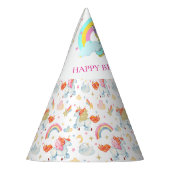 Zauberrosa Einhorn Regenbogen Partyhütchen (Links)