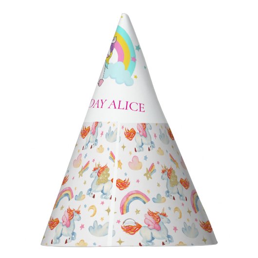 Zauberrosa Einhorn Regenbogen Partyhütchen (Rechts)
