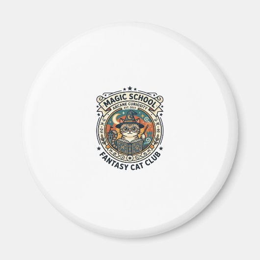 Zauberschule Fantasy Katze Süße Kitty Design - Mag Magnet (Vorne)