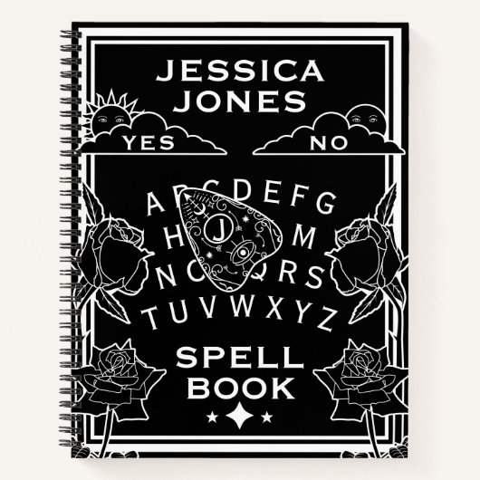 Zauberspruch für gotische Schwarz-weiße Talking Bo Notizblock (Vorderseite)