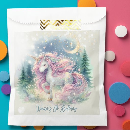 Zaubersprudelnder, whimsicaler Einhorn-Kindergebur Geschenktütchen