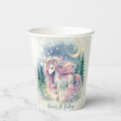 Zaubersprudelnder, whimsicaler Einhorn-Kindergebur Pappbecher (Rückseite)