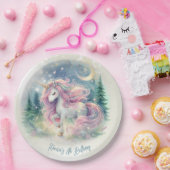 Zaubersprudelnder, whimsicaler Einhorn-Kindergebur Pappteller (Party)
