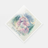 Zaubersprudelnder, whimsicaler Einhorn-Kindergebur Serviette (Ecke)