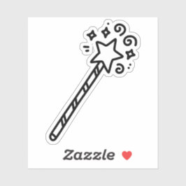 Zauberstab-Doodle Aufkleber