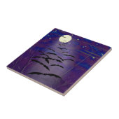 Zauberstunde mit Vollmond und Fledermäusen Fliese (Seite)